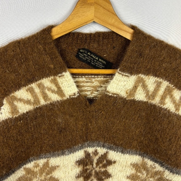 100% Alpaca Wool Women's Pullover Sweater Sz S/M Hand Made in Peru Boho Hippie - Picture 2 of 8